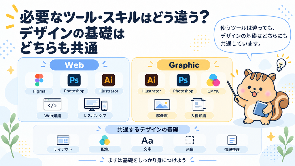 必要なツール・スキルはどう違う?デザインの基礎はどちらも共通