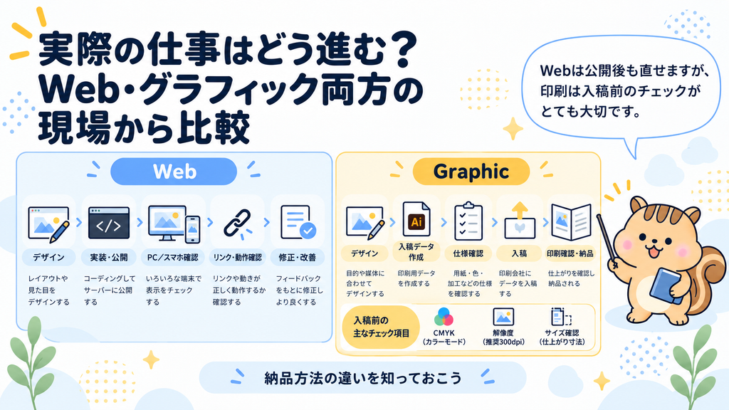 実際の仕事はどう進む?Web・グラフィック両方の現場から比較