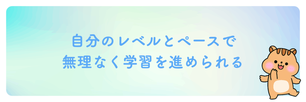 自分のレベルとペースで無理なく学習を進められる