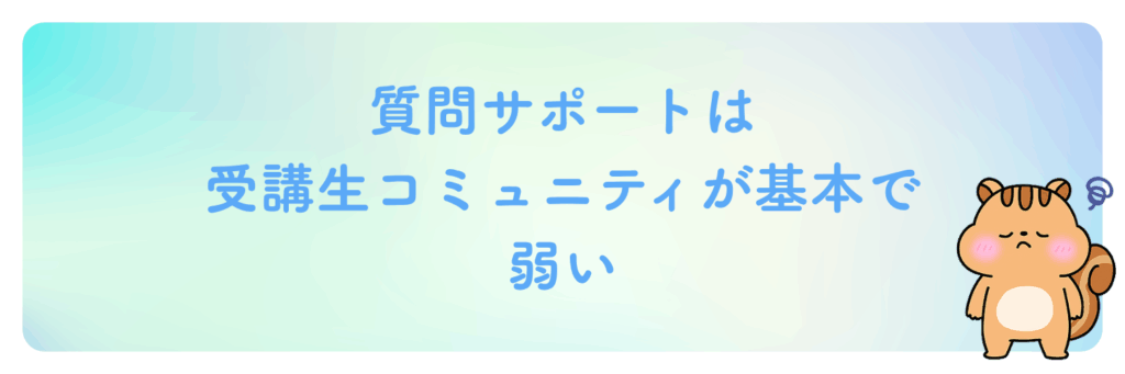 質問サポートは受講生コミュニティが基本で弱い