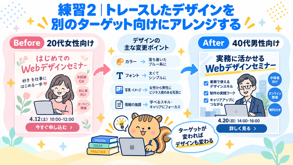 練習2 トレースしたデザインを別のターゲット向けにアレンジする
